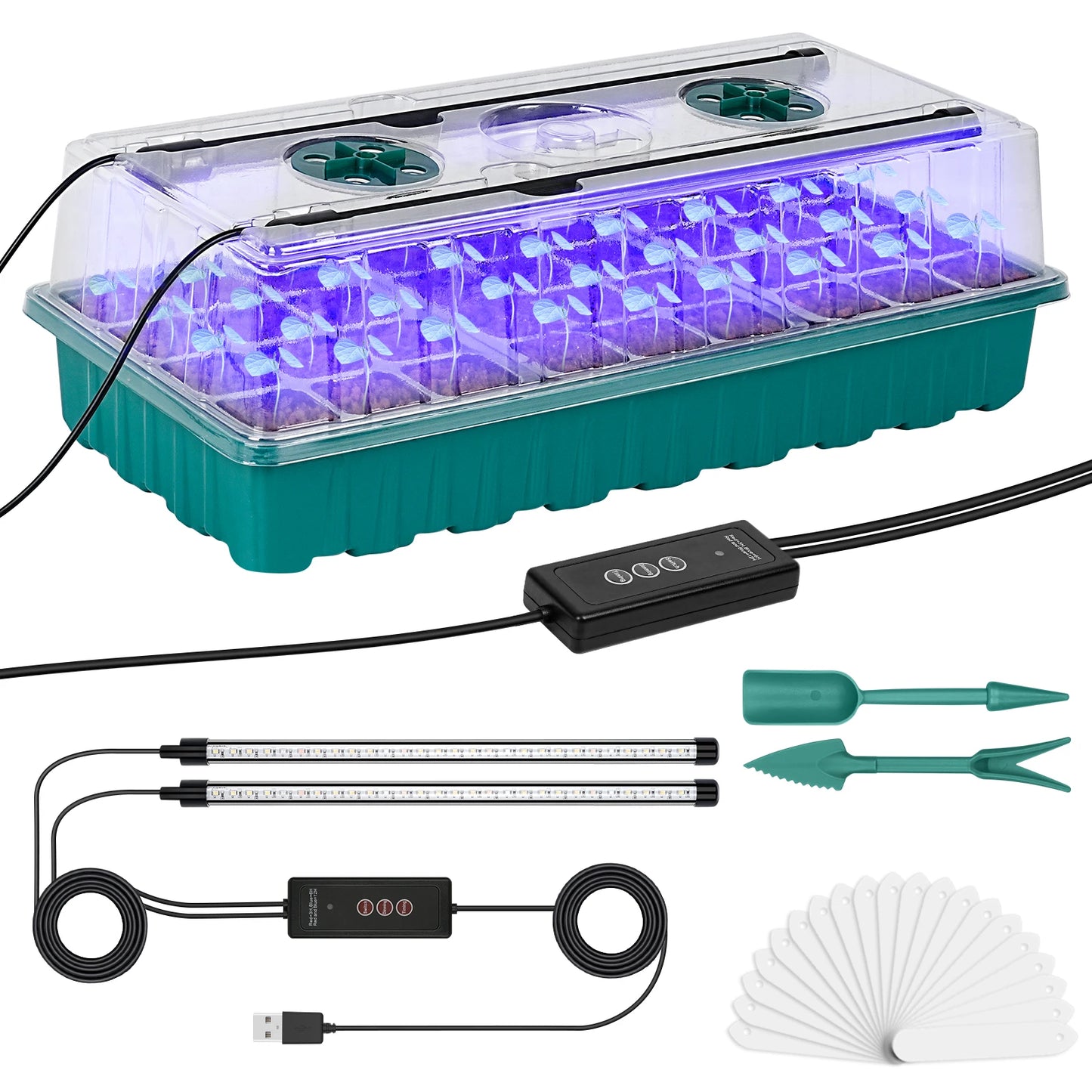 Seed starter tray with grow light