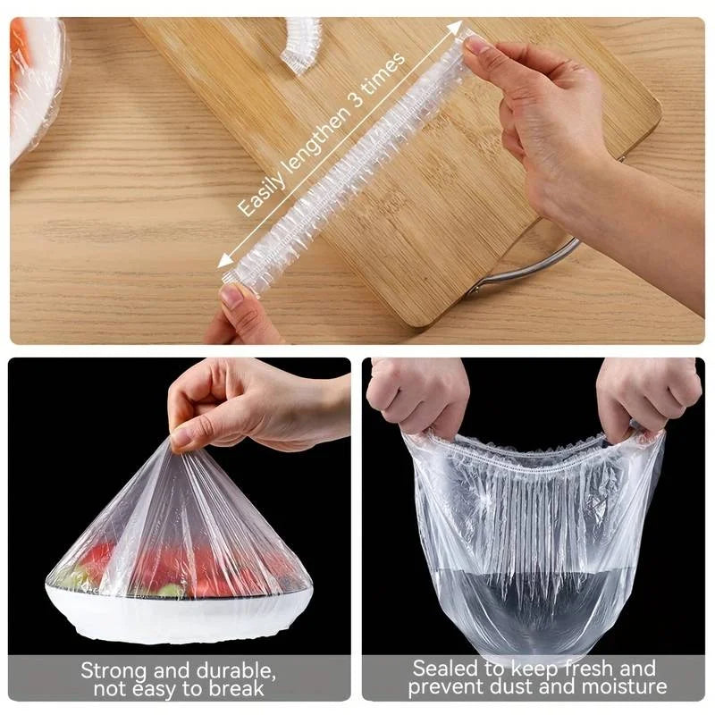 100pcs Reusable Food Wrap Storage Covers Bags