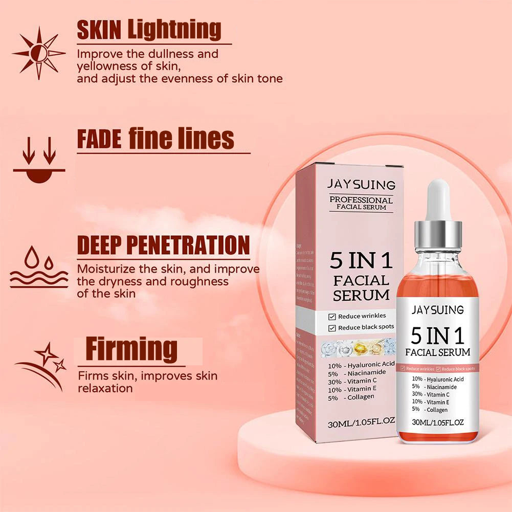 5 In 1 Fade fine lines Firming Face Serum Moisturizing brightning Vitamin C