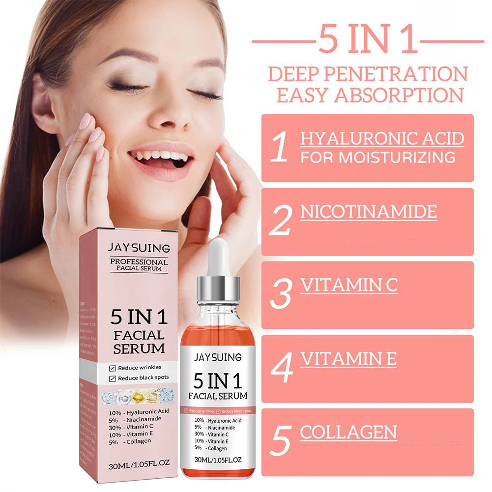 5 In 1 Fade fine lines Firming Face Serum Moisturizing brightning Vitamin C
