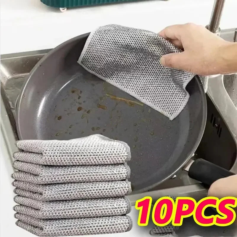 10pcs Magic Dishcloth Silver Wire