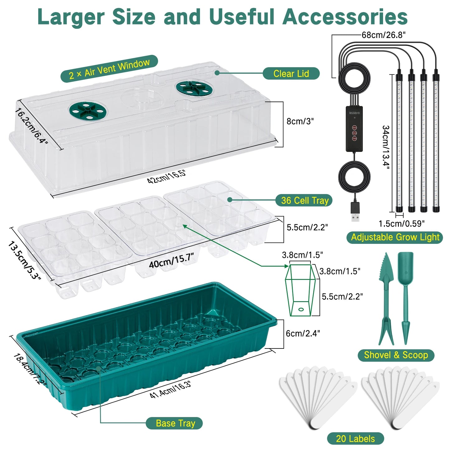Seed starter tray with grow light
