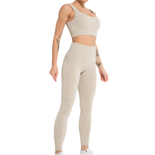 Workout Set High Waist Yoga Leggings with Stretch Sports Bra