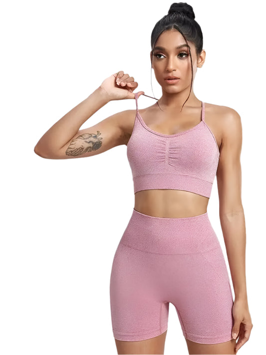 Yoga Suit Fitness Bra with Cycling Shorts