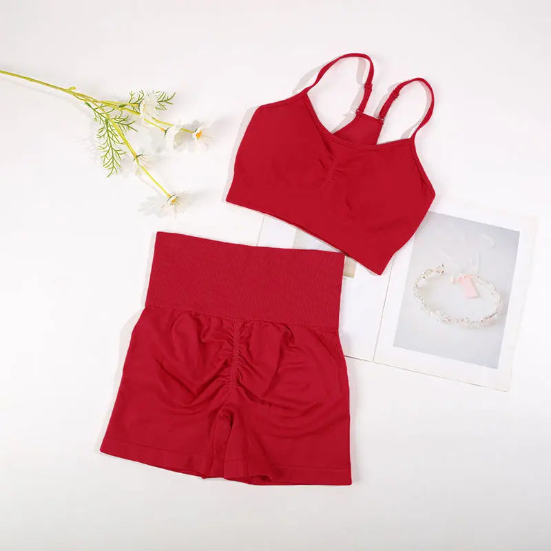 Yoga Suit Fitness Bra with Cycling Shorts