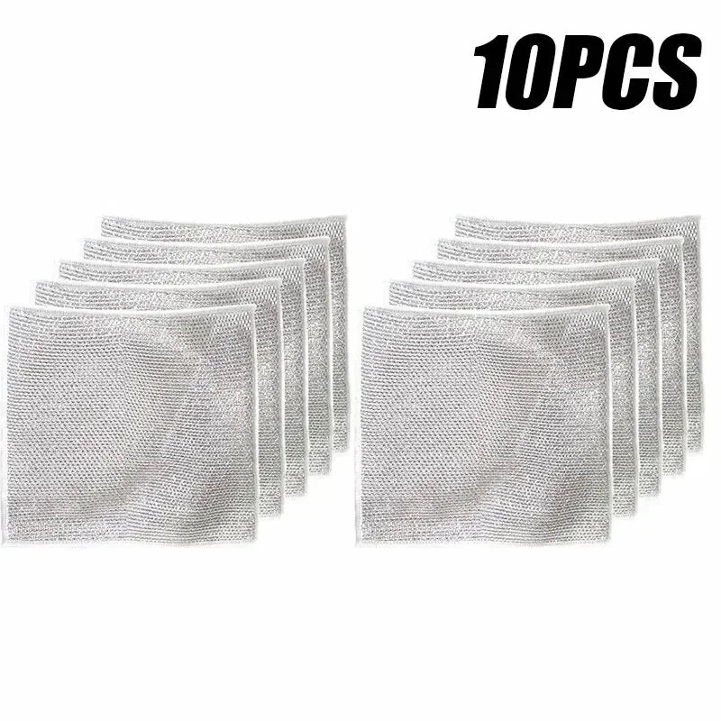 10pcs Magic Dishcloth Silver Wire