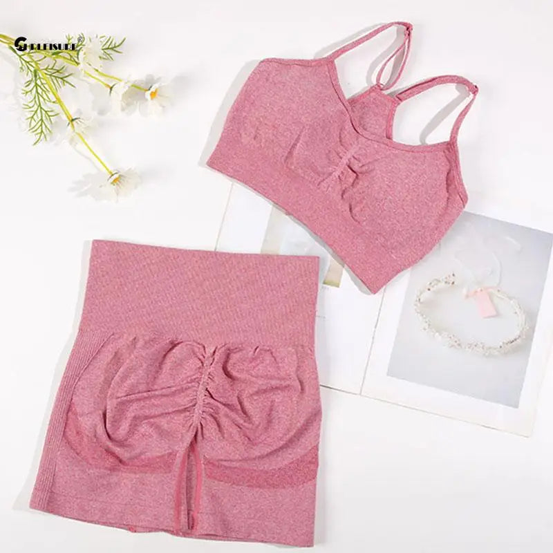Yoga Suit Fitness Bra with Cycling Shorts