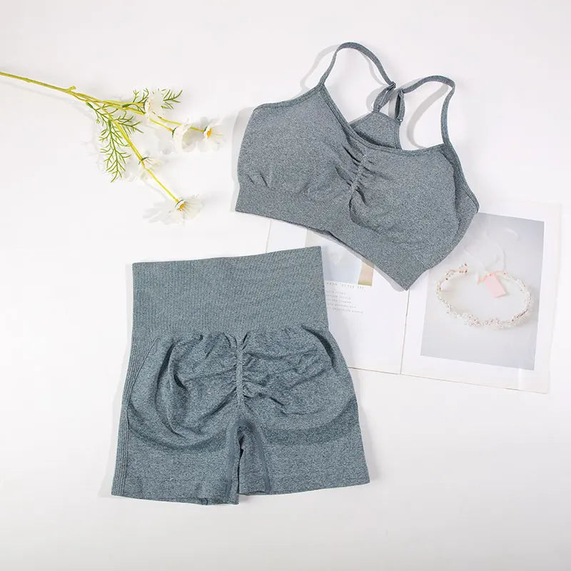 Yoga Suit Fitness Bra with Cycling Shorts