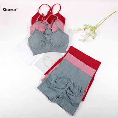 Yoga Suit Fitness Bra with Cycling Shorts