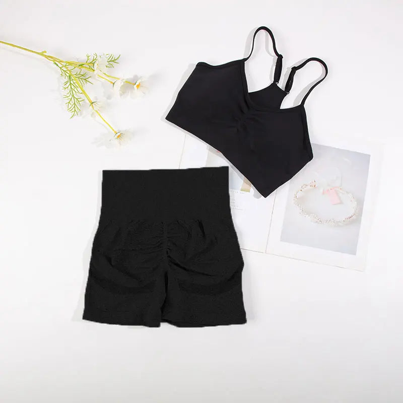 Yoga Suit Fitness Bra with Cycling Shorts