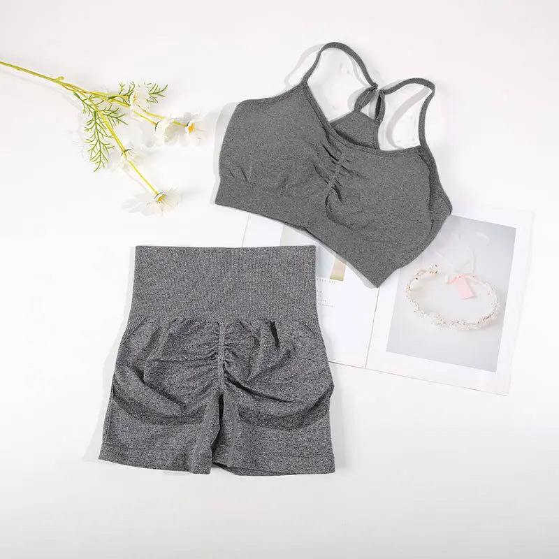 Yoga Suit Fitness Bra with Cycling Shorts
