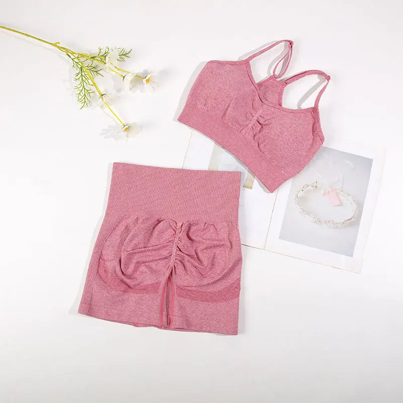 Yoga Suit Fitness Bra with Cycling Shorts