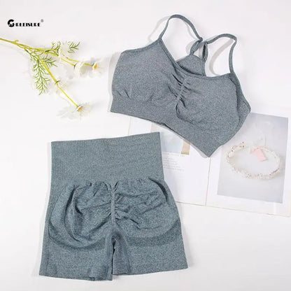 Yoga Suit Fitness Bra with Cycling Shorts