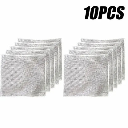 10pcs Magic Dishcloth Silver Wire